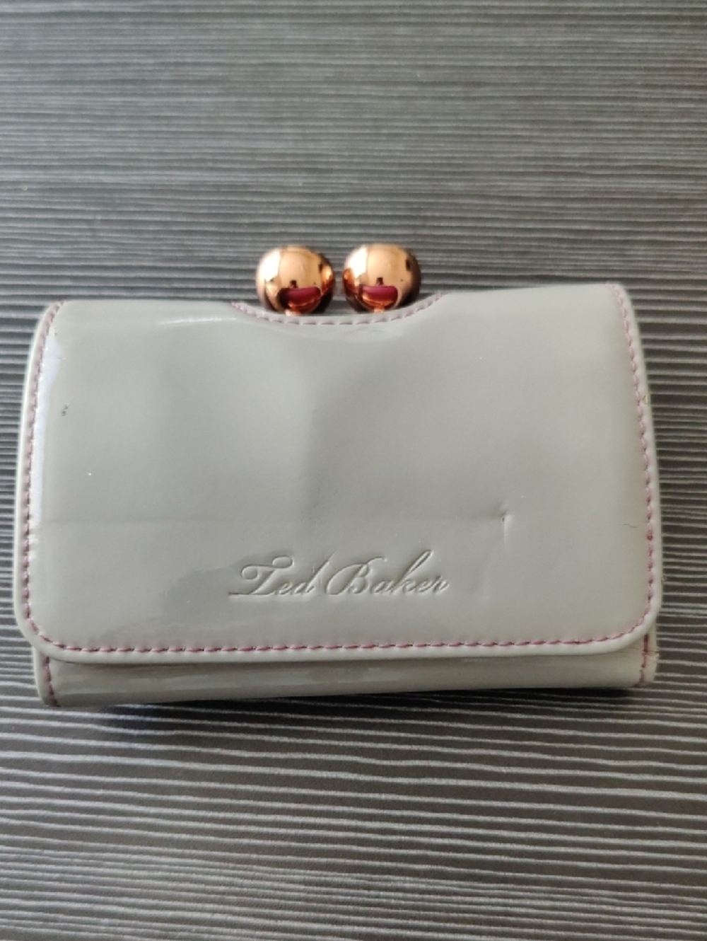Ted Baker London Glossy Light Gray Wallet with Purple Gold Hardware - Picture 11 of 11